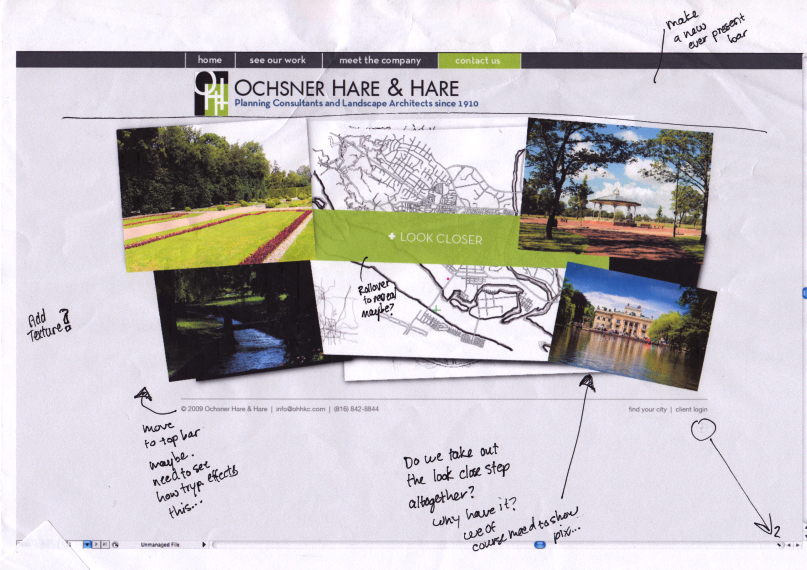 Ochsner Hare & Hare Website Design - Messy Desk Concept 2 and Notes - Johnny Lightning Strikes Again