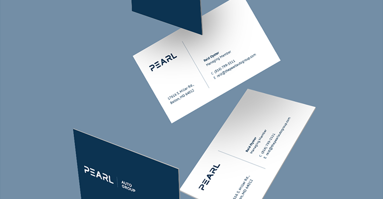 Pearl Auto Group Business Cards Floating